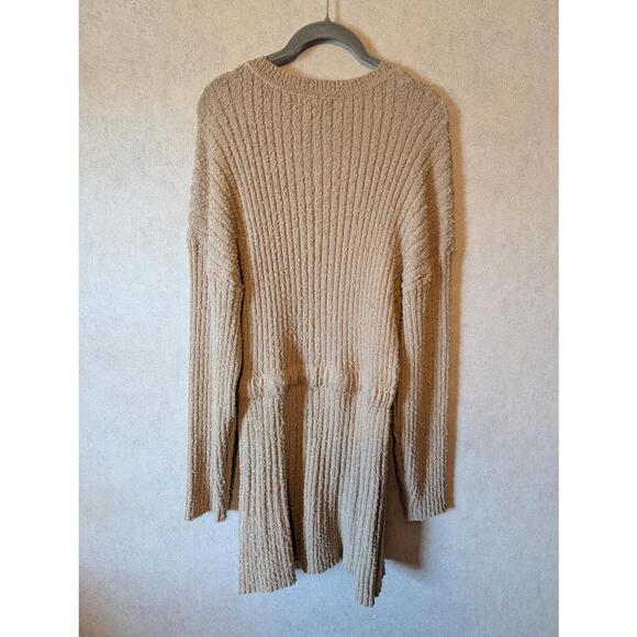 LULUS brown slugged cotton long sleeve mini dress nwt sz L - Picture 7 of 7